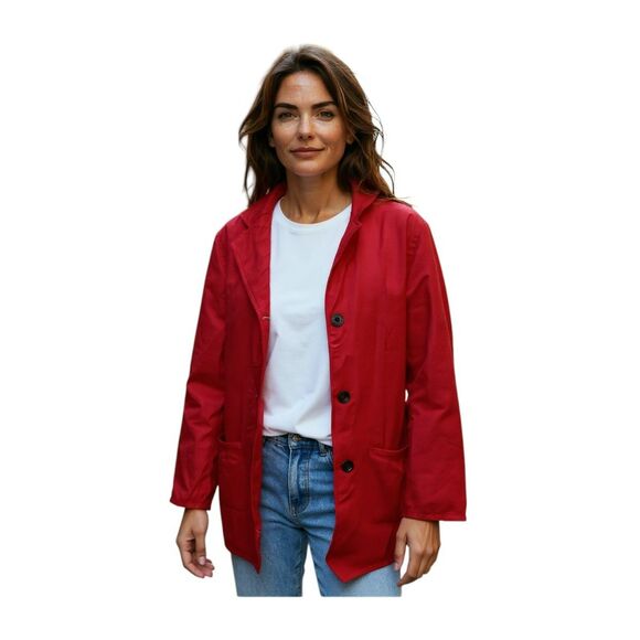 kiko Jacket Women’s  Size M Red 100% silk with Pockets Brand New #36 - Picture 1 of 7